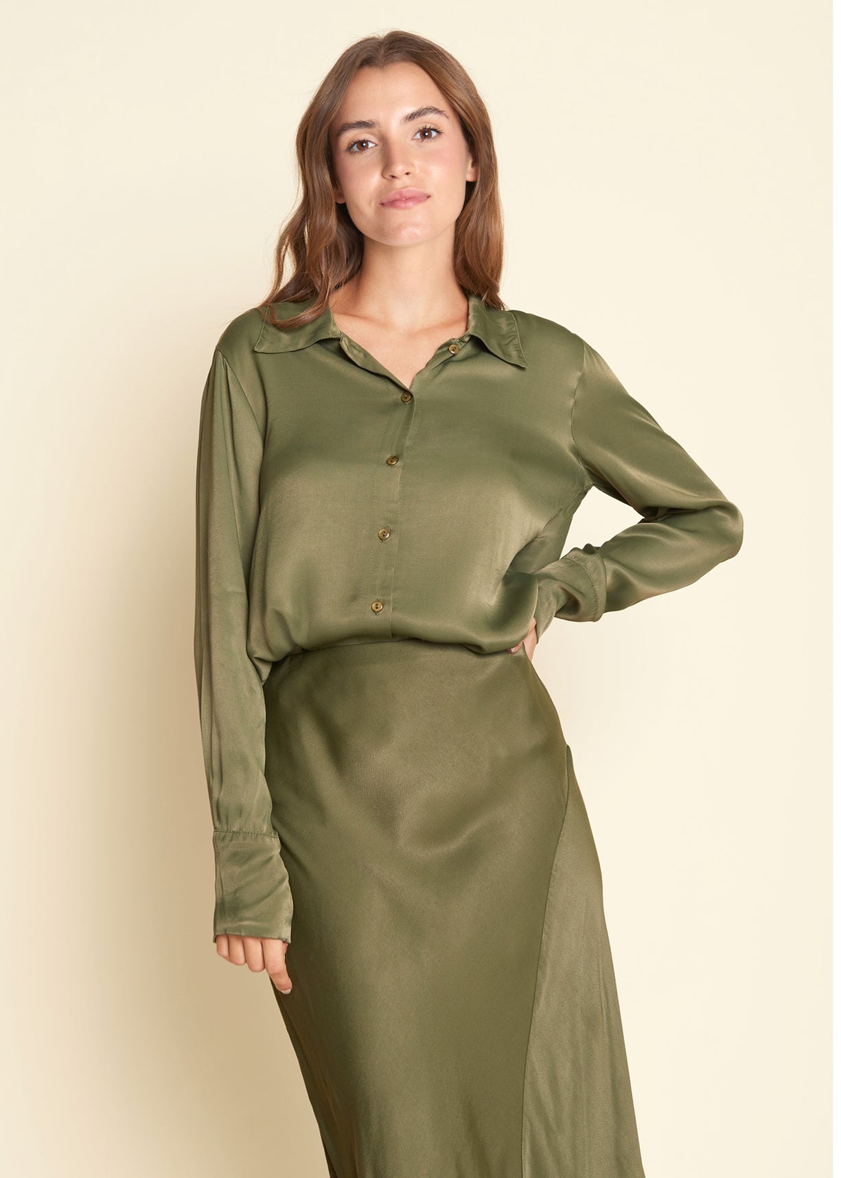 Ganzia Olijf Groene Rok