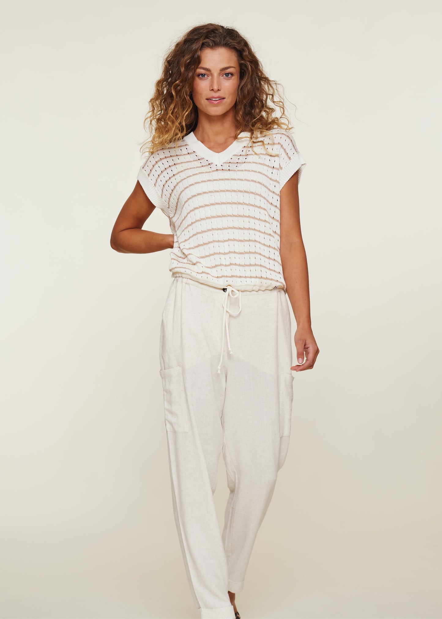 Rumer Top Stripe Egret/Sand