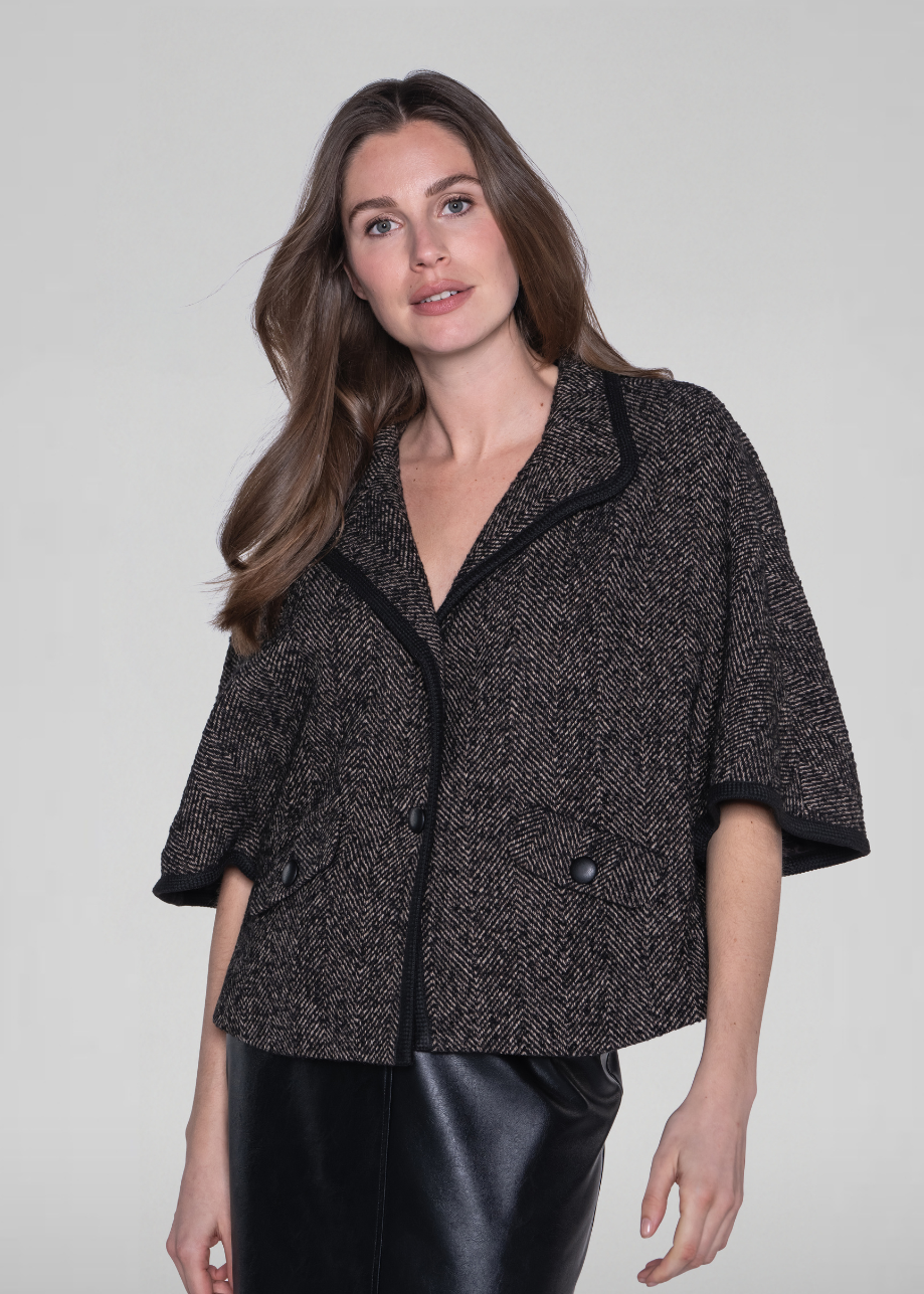 Betty Cape - Cacao Herringbone