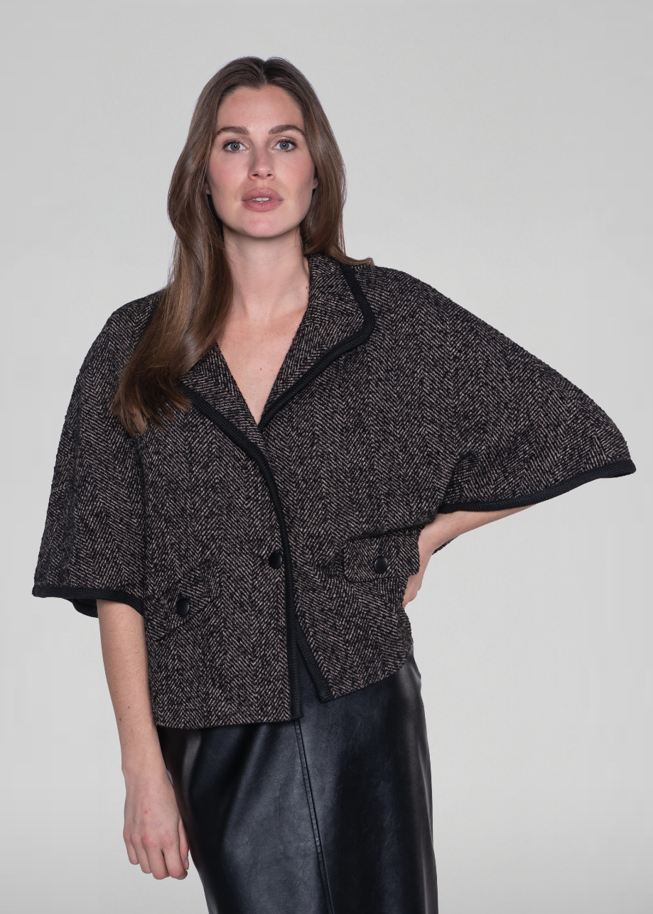 Betty Cape - Cacao Herringbone