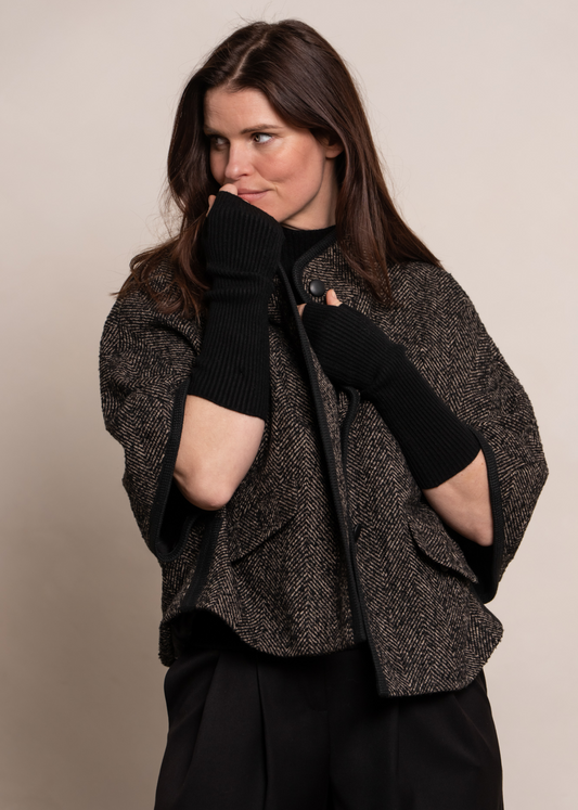 Betty Cape - Cacao Herringbone