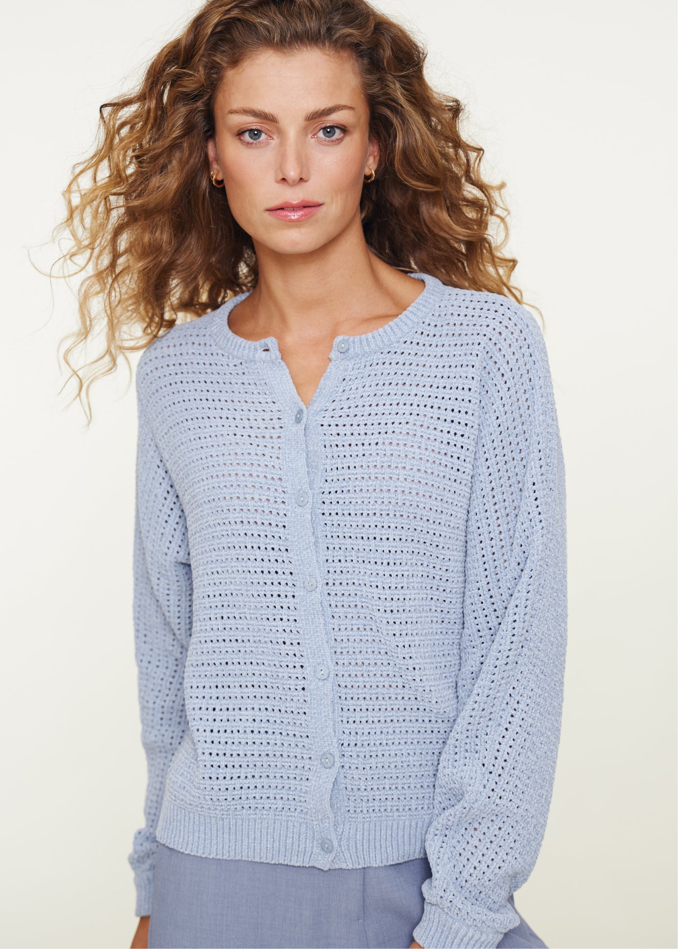 Carbella Chenille Cardigan Blue Calcite