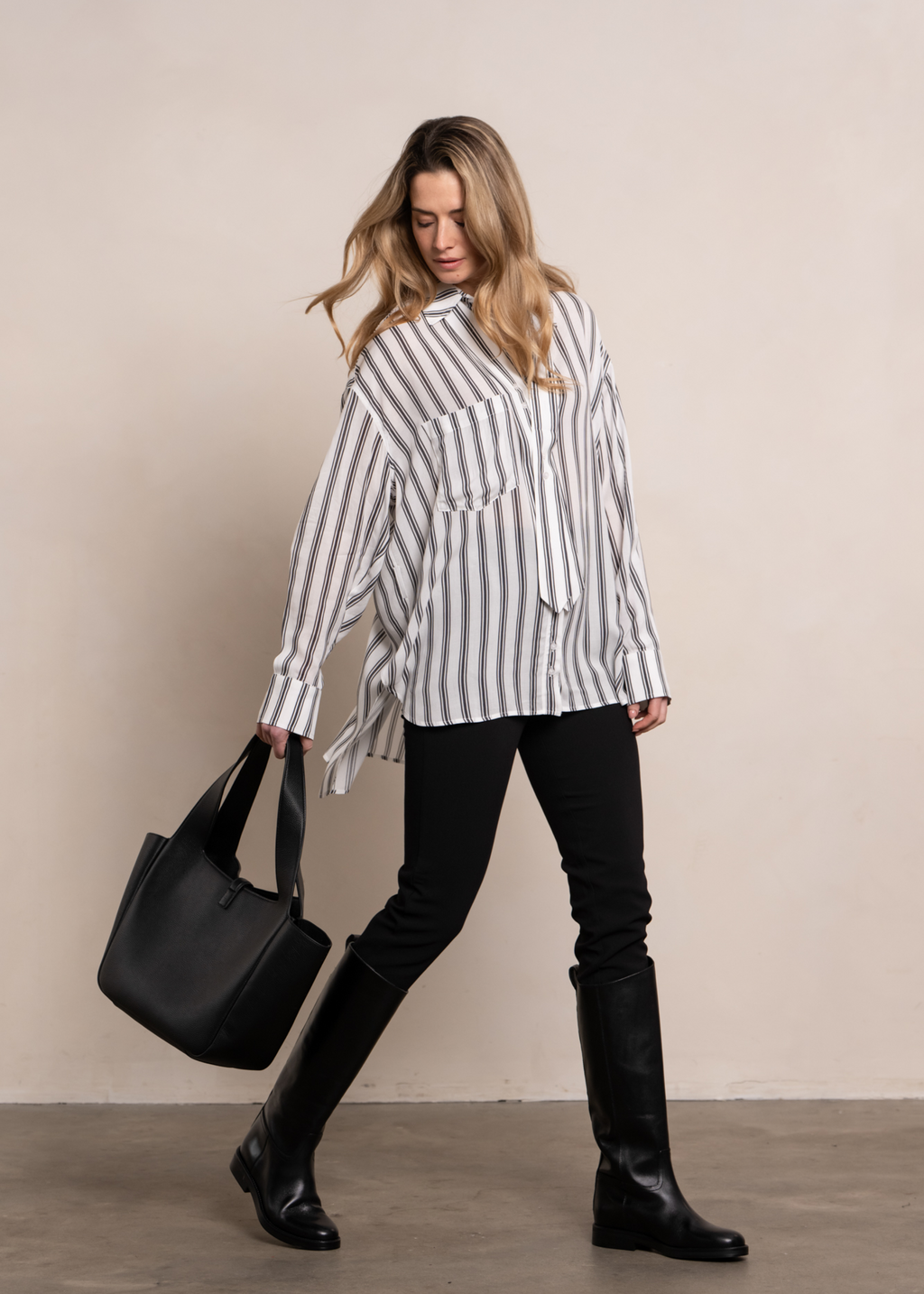Jaydin Blouse - Egret Stripe