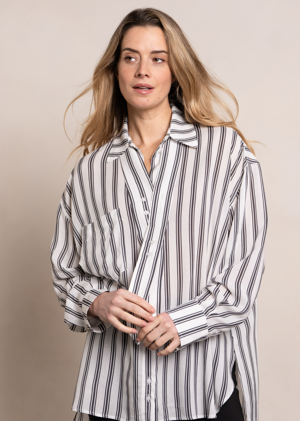 Jaydin Blouse - Egret Stripe