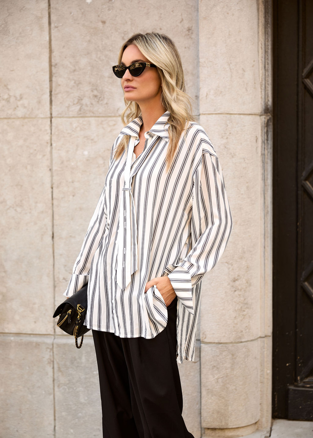 Jaydin Blouse - Egret Stripe