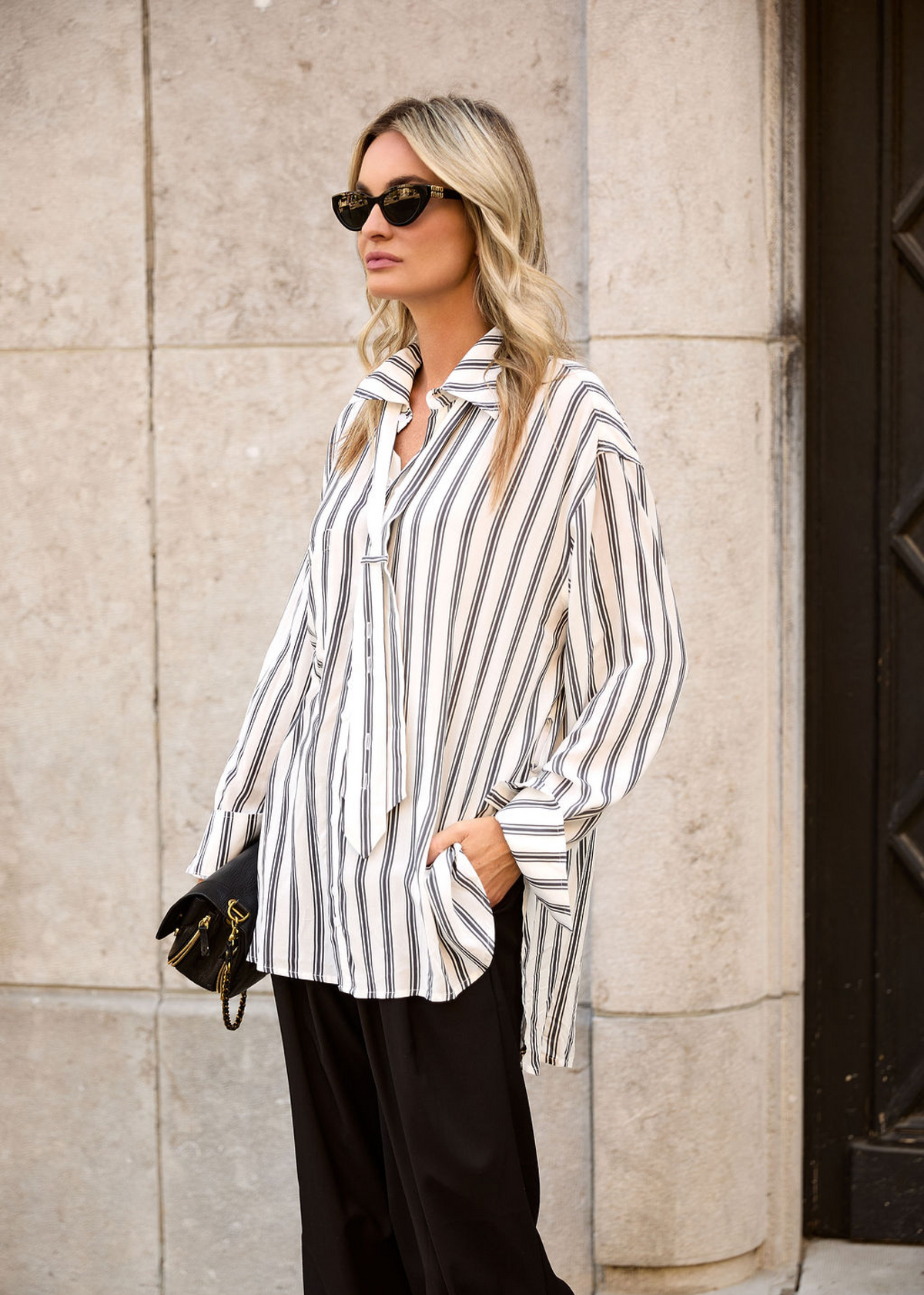 Jaydin Blouse - Egret Stripe