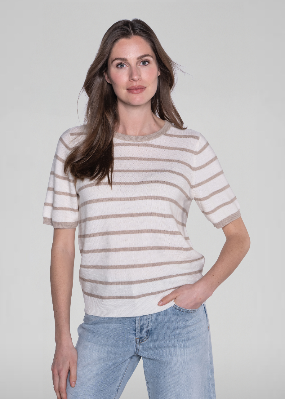 Lenka SS Top Ecru White Taupe