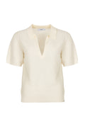Polka SS Top Ecru White