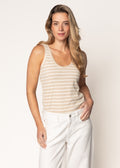 Ribby Top Stripe Camel Egret