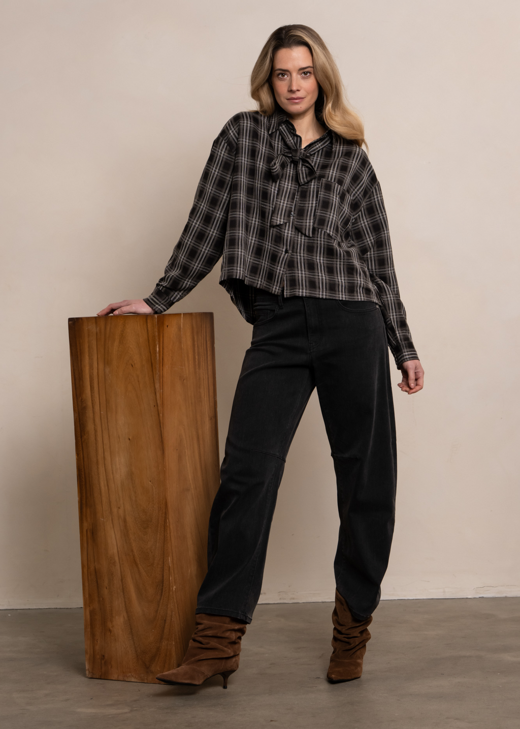 Rehana Blouse - Black Check