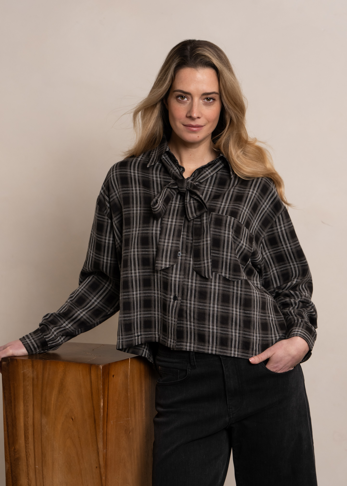 Rehana Blouse - Black Check