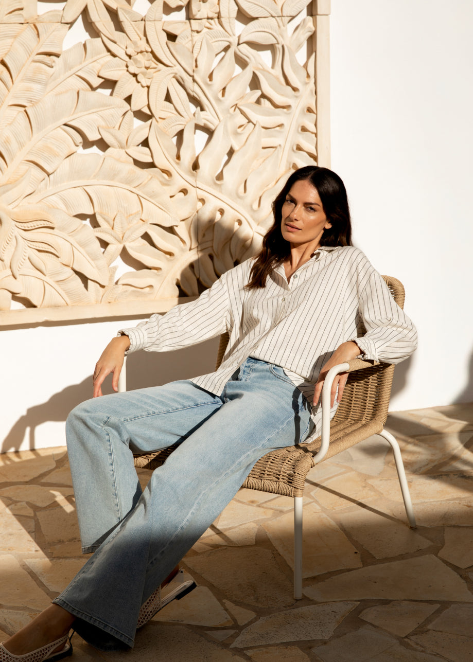 Bella Blouse Natural Stripe