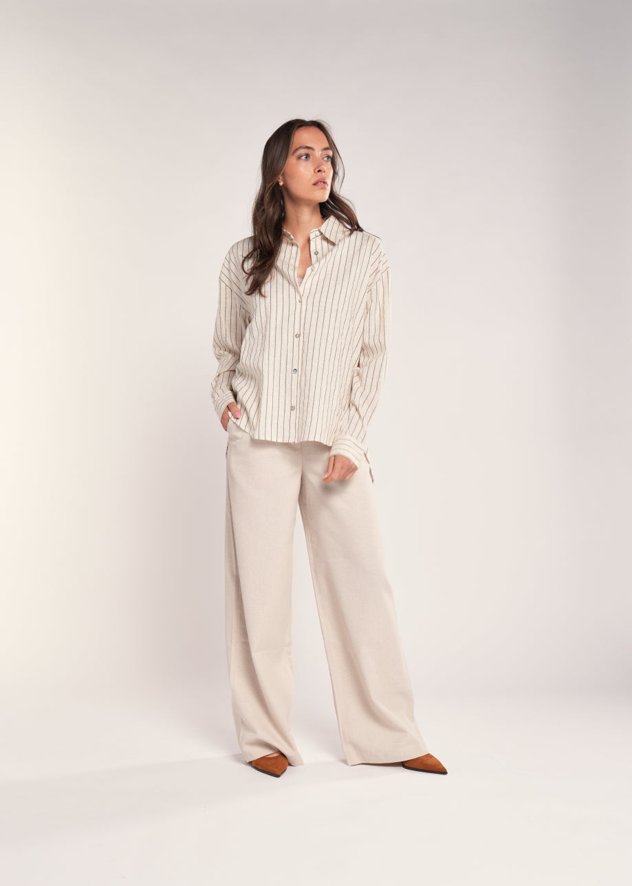 Bella Blouse Natural Stripe