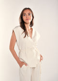 Desy Gilet Natural Pinstripe