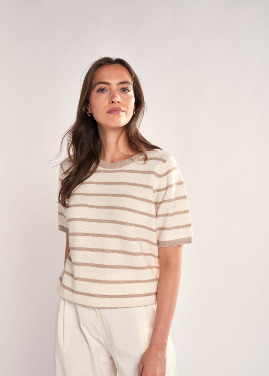 Lenka Top Wit/Beige