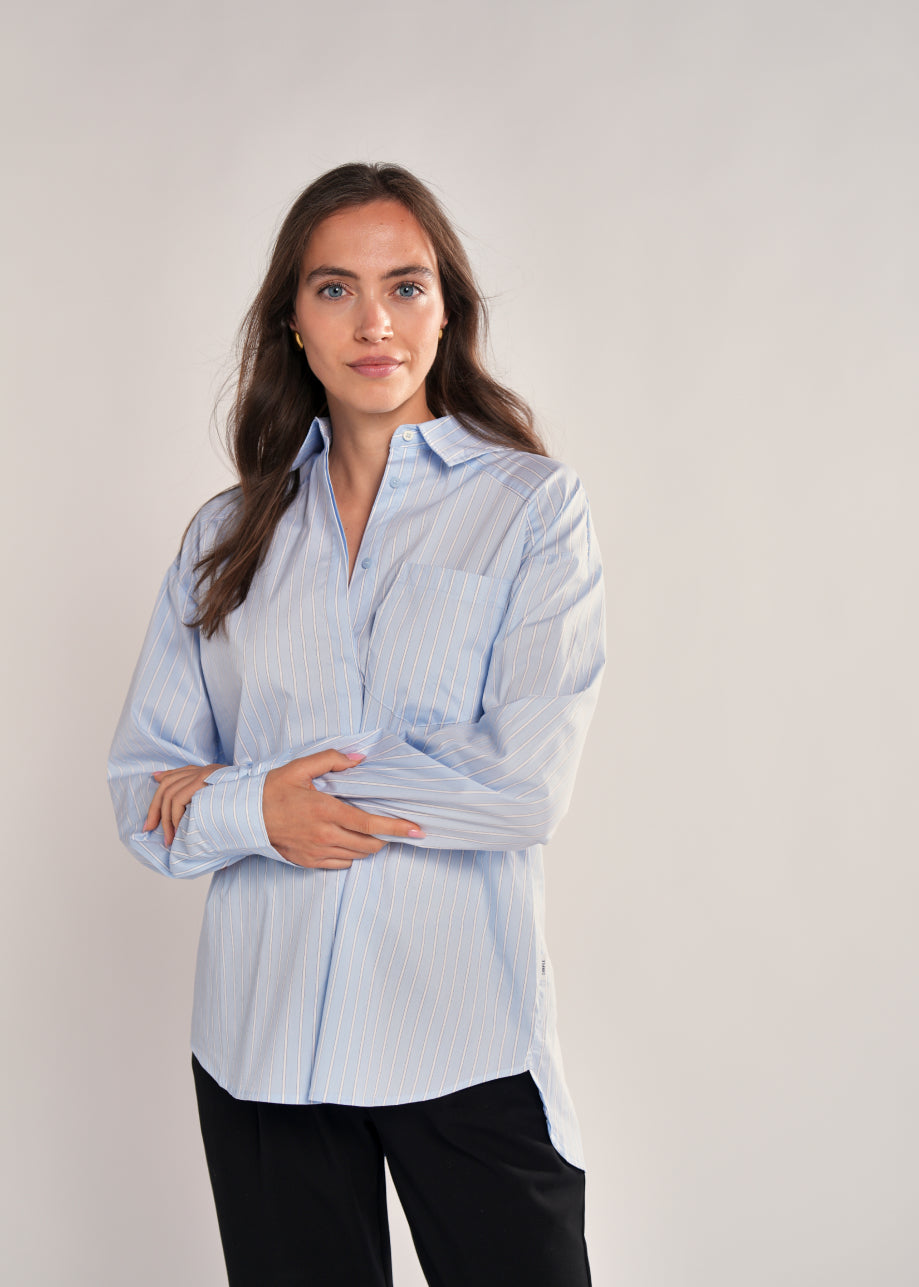 Lilly Blouse Ijs Blauw Streep