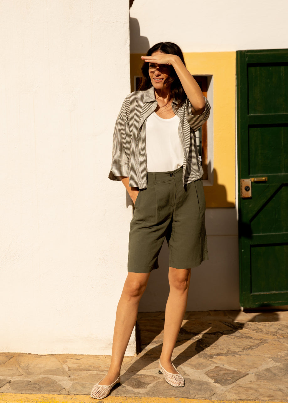 Salita Blouse Egret Olivine